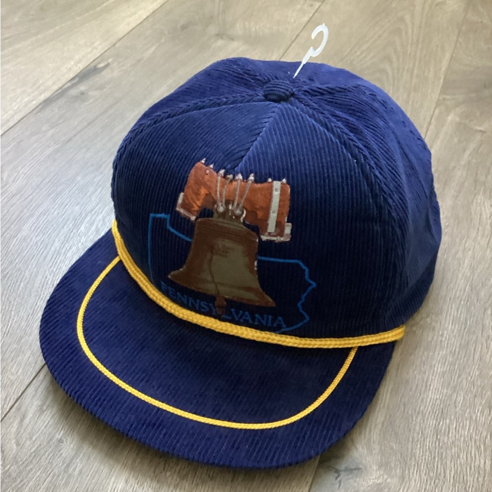 Vintage Navy Pennsylvania Corduroy Cap with Liberty Bell Patch and snap back